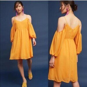 Anthropologie, Moulinette Soeurs Yellow Cold Shoulder Dress, XS